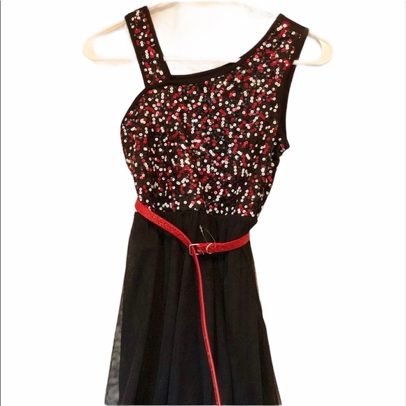 Kids Special Occasion Black Sequin Ruffle Dress